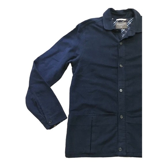 DS Dundee Mens Navy Blue Cotton Jacket Button Down Shirt Pocket 40 Contrast Cuff - Picture 3 of 15